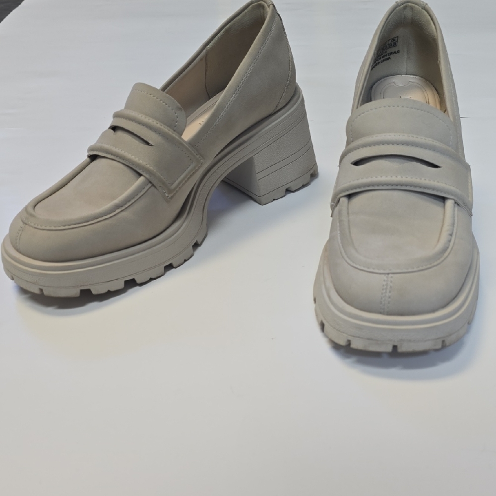 Suede Cream Platform Loafers